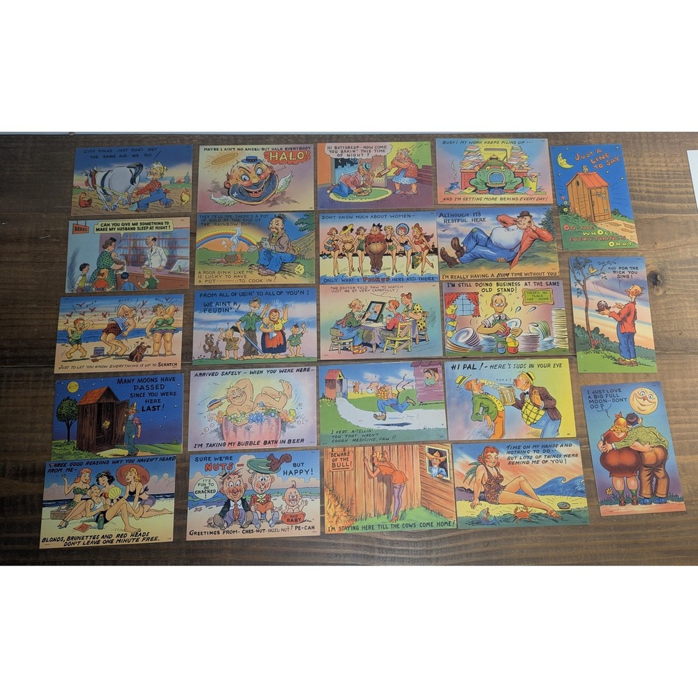 Lot 23 Vintage‎ Humorous Unposted Postcards Tichnor Quality Views Comic Ephemera